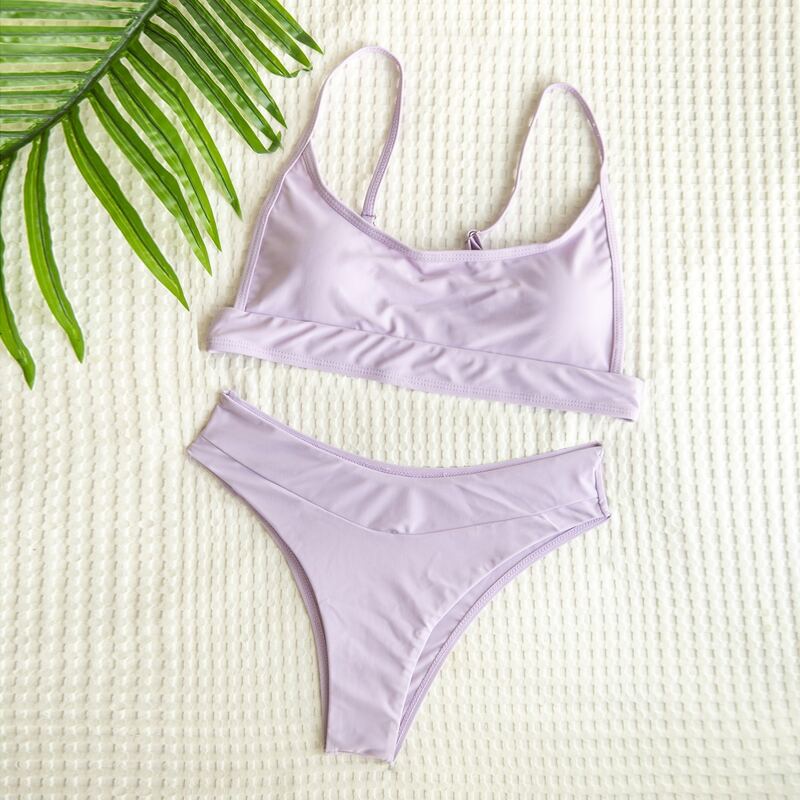 

Adjustable Strap Bikini Swimsuit, Pastel lilac purple