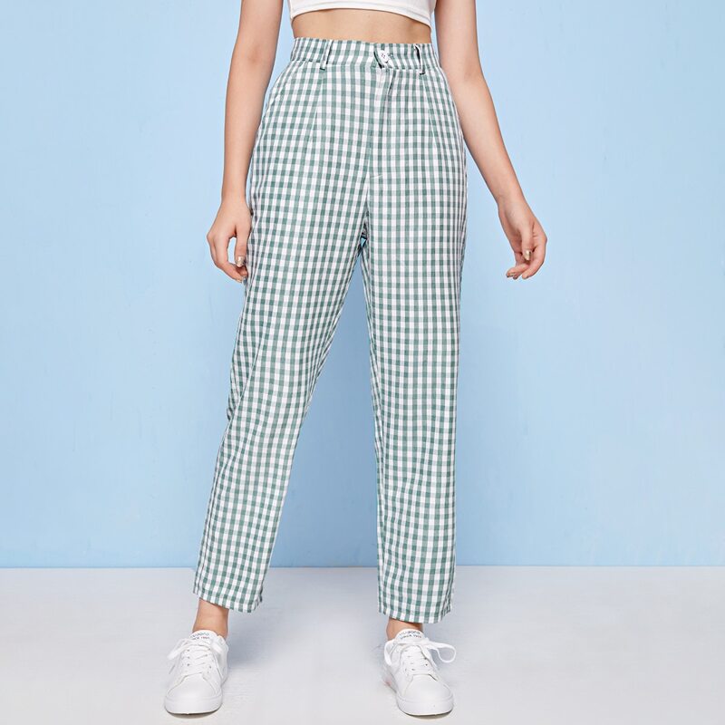 

Gingham High Rise Pants, Multicolor
