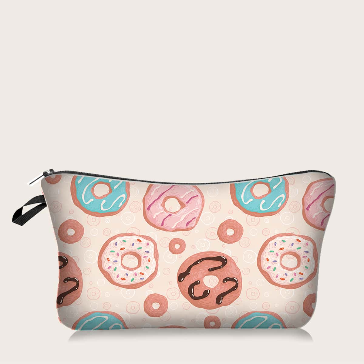 

1pc Doughnut Print Makeup Bag, Multicolor
