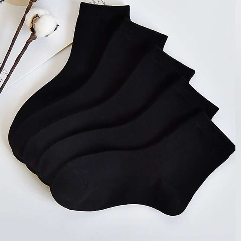 

5pairs Simple Solid Socks, Black