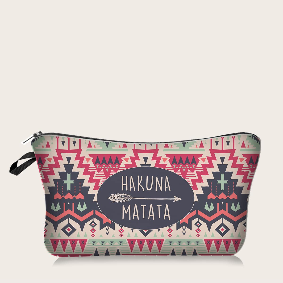 

1pc Tribal Print Makeup Bag, Multicolor