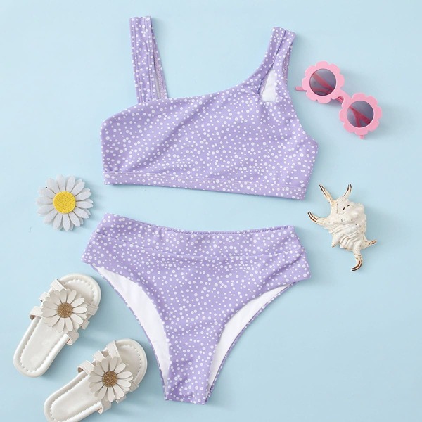 

Girls Polka Dot Bikini Swimsuit, Pastel lilac purple