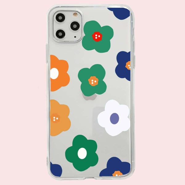 

1pc Flower Print iPhone Case, Multicolor