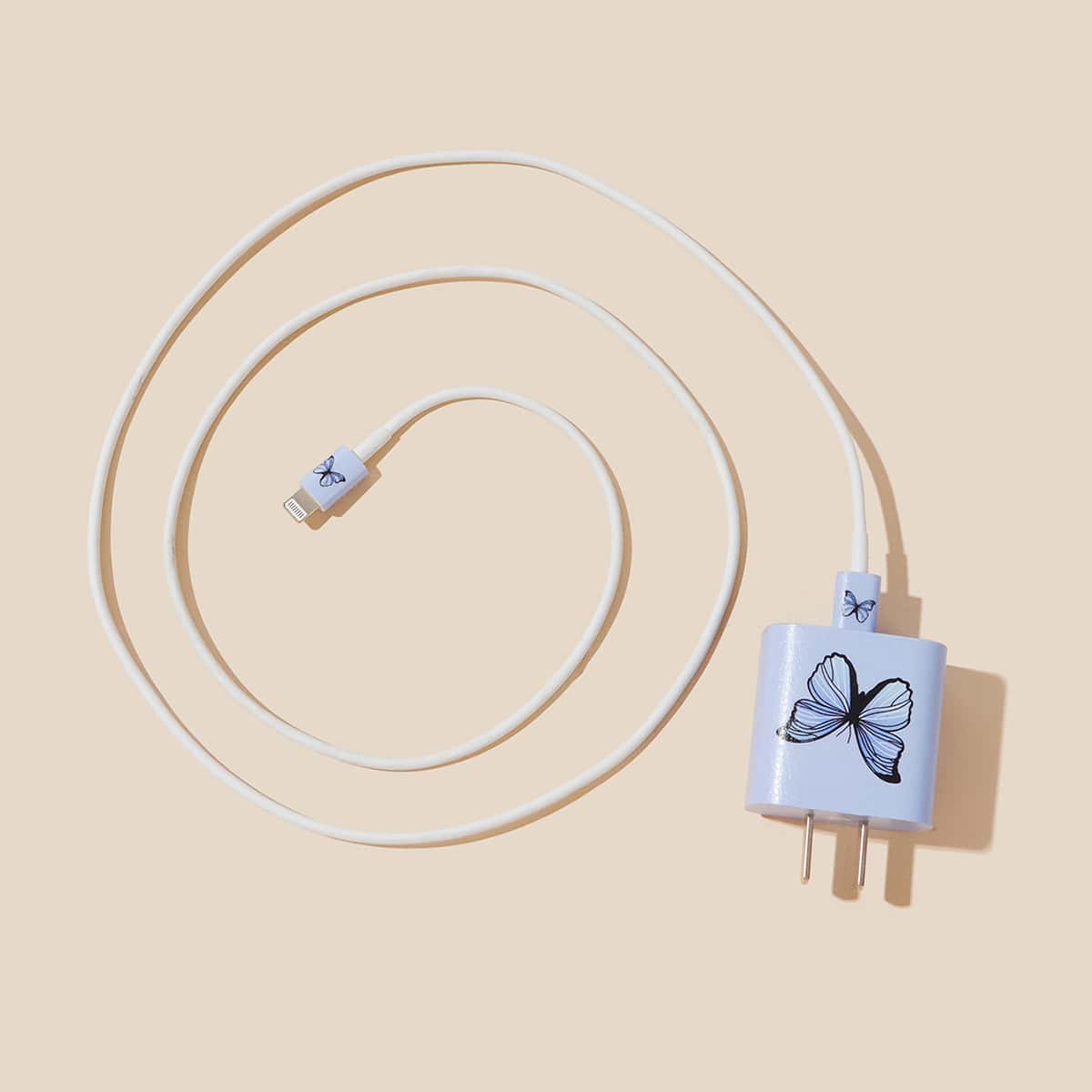 

Butterfly iPhone Charger, Baby blue pastel