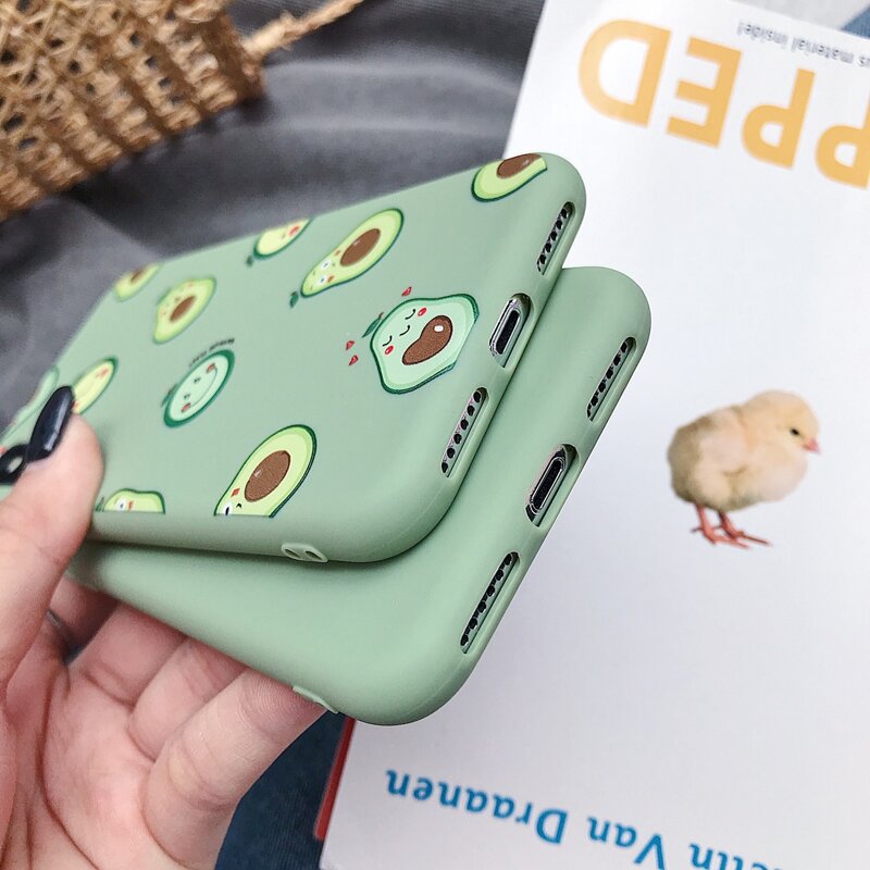 

Cartoon Avocado iPhone Case, Mint green