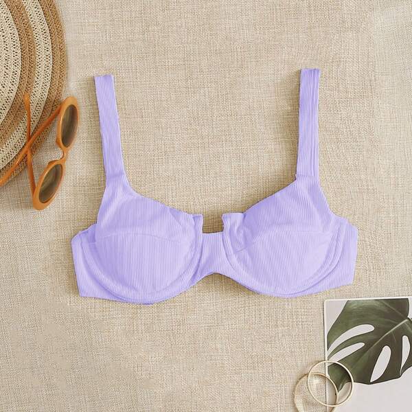 

Rib Underwire Bikini Top, Pastel lilac purple