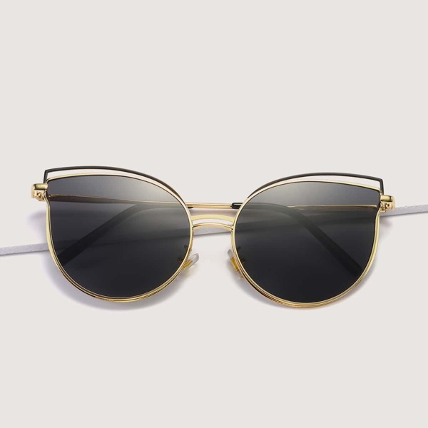

Metal Cat Eye Sunglasses, Black