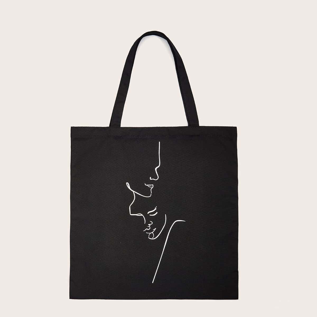 

Figure Graphic Shopper Bag, Black