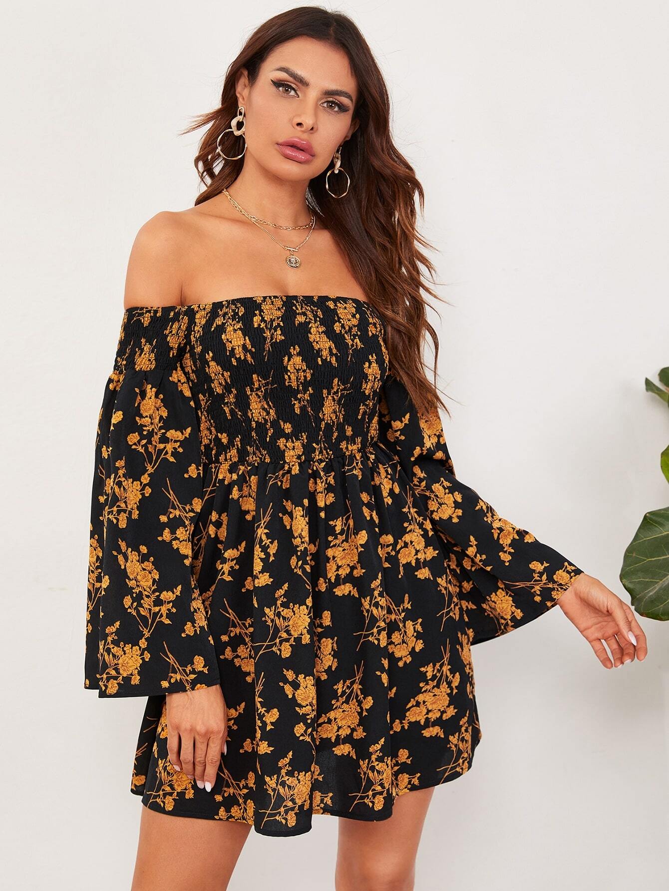 shein bell sleeve dress