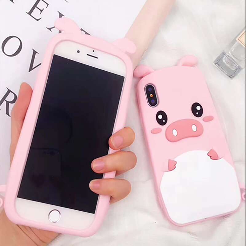 

Cartoon Pig iPhone Case, Pastel baby pink