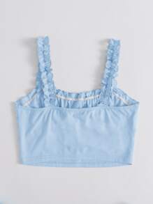 SHEIN Qutie Top de pecho fruncido con cordón delantero ribete fruncido