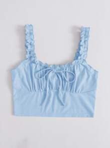 SHEIN Qutie Top de pecho fruncido con cordón delantero ribete fruncido