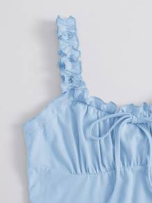 SHEIN Qutie Top de pecho fruncido con cordón delantero ribete fruncido