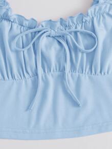 SHEIN Qutie Top de pecho fruncido con cordón delantero ribete fruncido