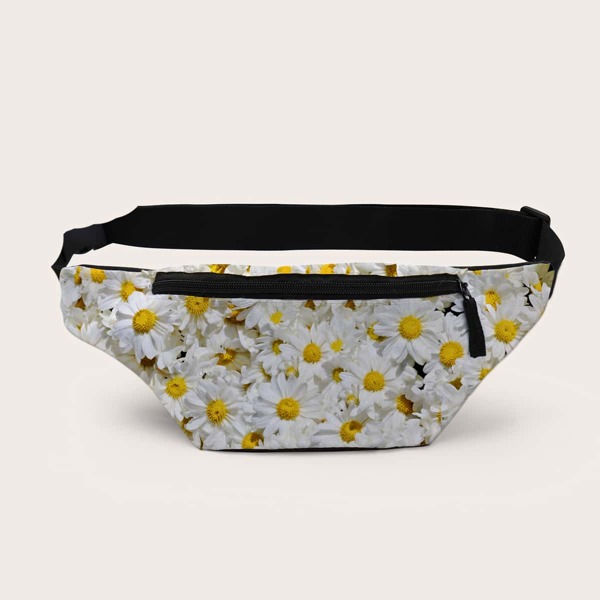 

Сумка на поясе с принтом 3D маргаритки, Бежевые