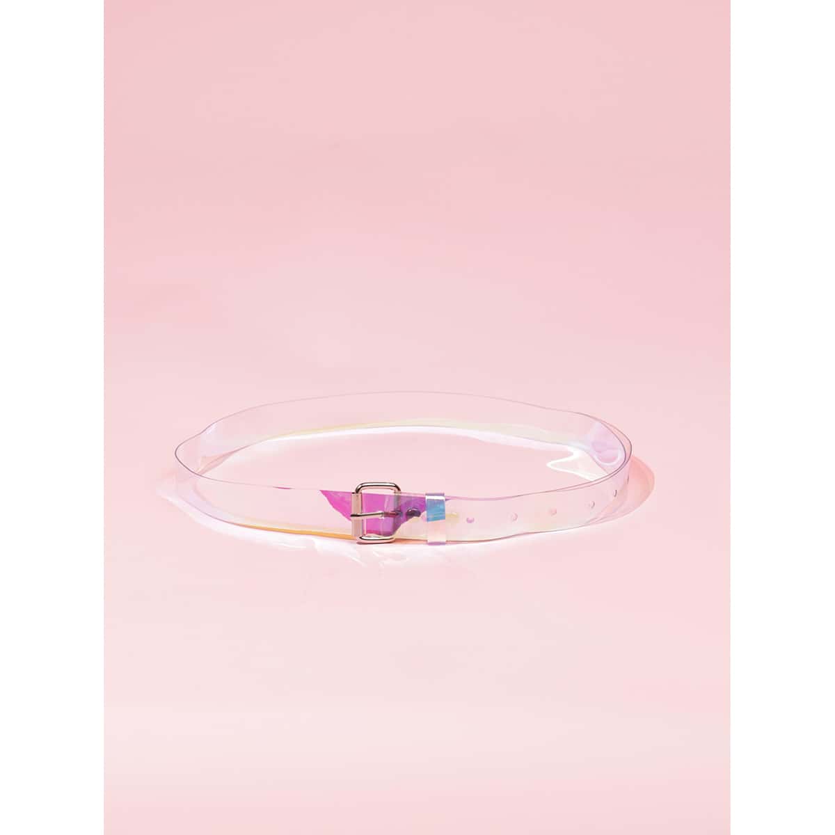 

Holographic Clear Buckle Belt