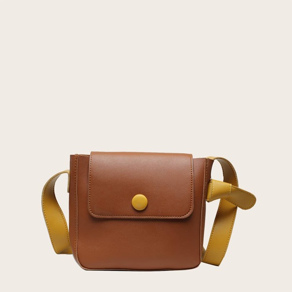 

Girls Minimalist Flap Crossbody Bag, Brown