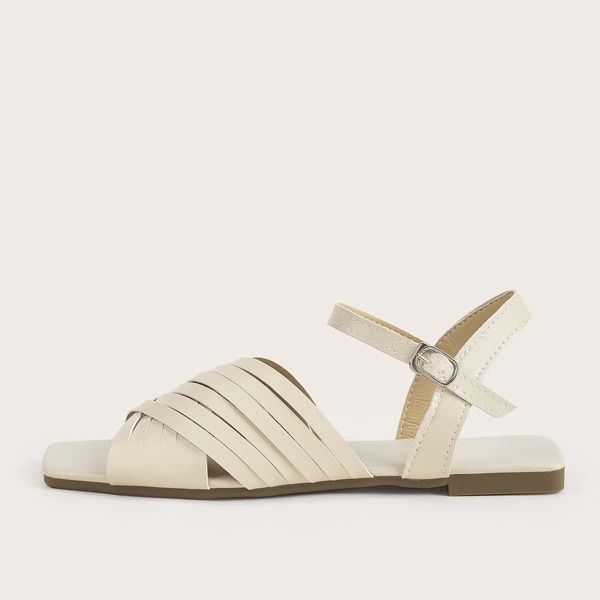 

Multi Cross Strap Flat Sandals, Beige
