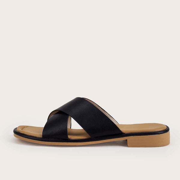 

Criss Cross Slide Sandals, Black