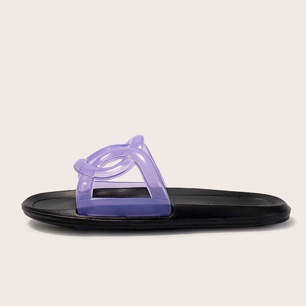 

Open Toe Cut-out Jelly Slides, Purple