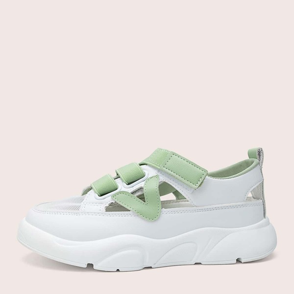 

Cut Out Velcro Strap Chunky Sneakers, White