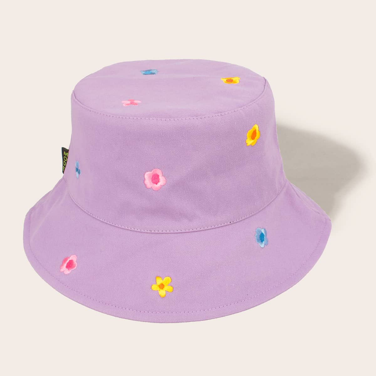 

Floral Embroidered Bucket Hat, Mauve purple