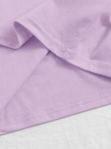 SHEIN EZwear Letter Graphic Top - Lilac Purple - View 5