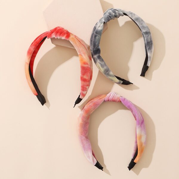 

3pcs Knot Decor Hair Hoop, Multicolor