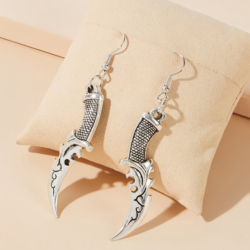 

Dagger Drop Earrings, Silver