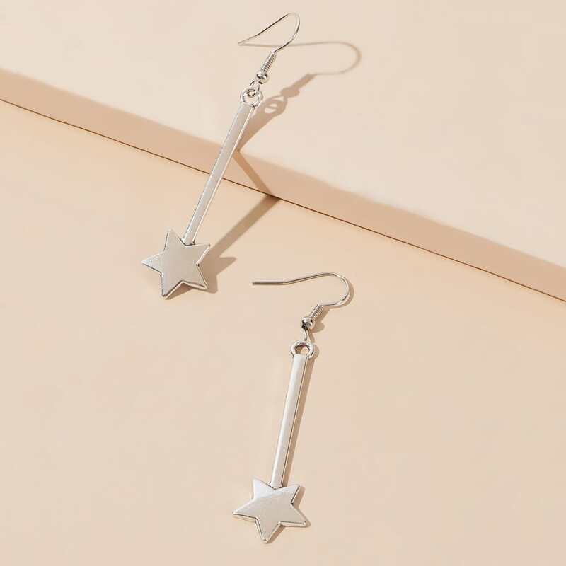 

Star Drop Earrings, Silver