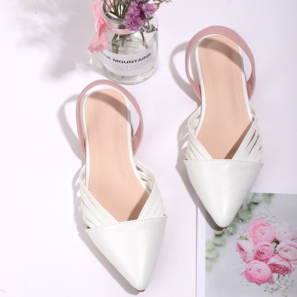 

Point Toe Slingback Flats, White