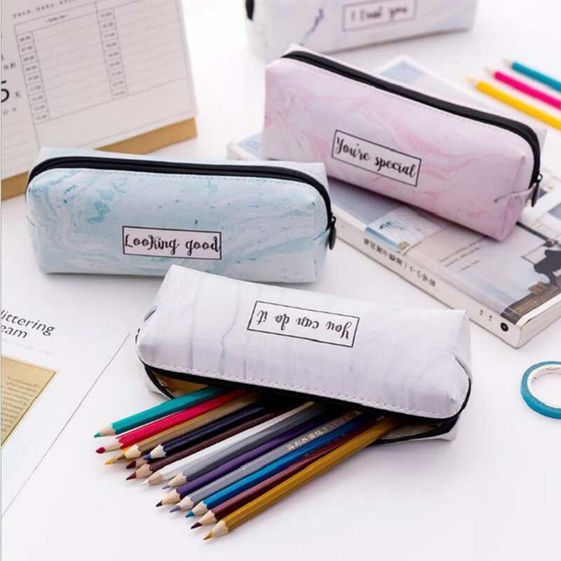 

1pc Marble Pattern Pencil Bag, Multicolor