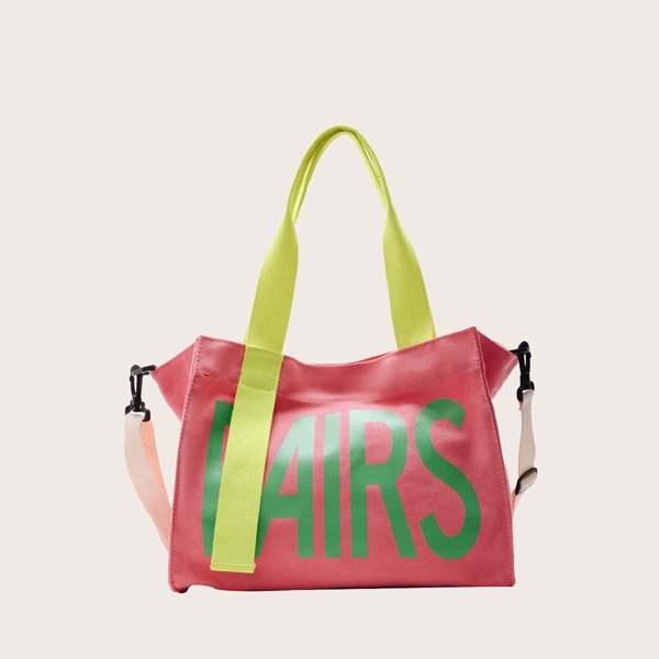 

Letter Graphic Tote Bag, Pink