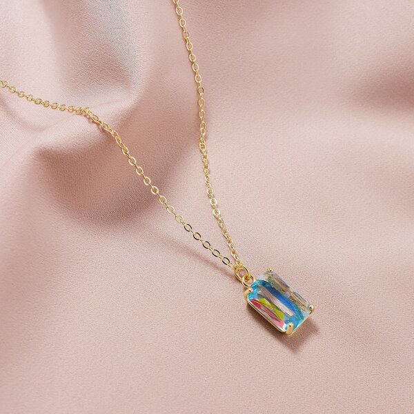 

Gemstone Engraved Necklace, Multicolor