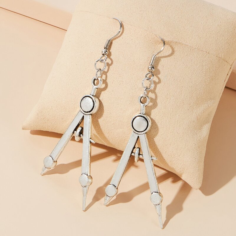 

Compass Drop Earrings, Silver