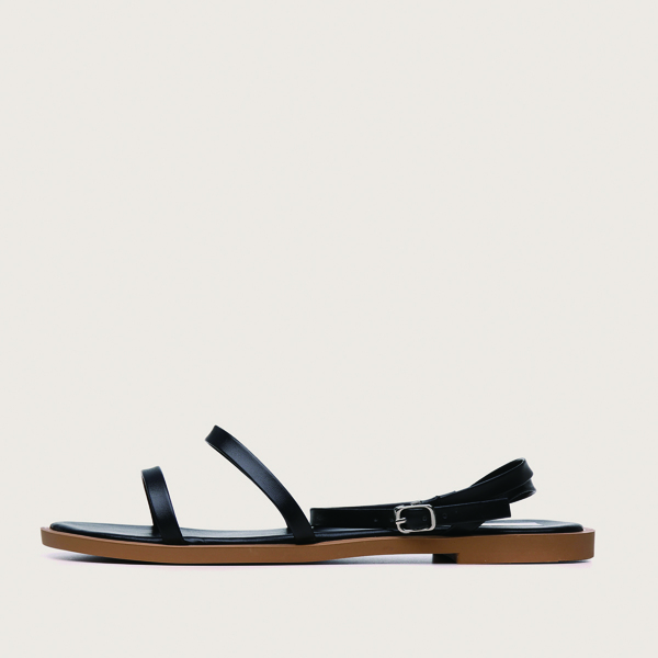 

Thins Strap Flat Sandals, Black