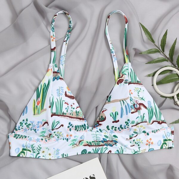 

Plant Print Triangle Bikini Top, Multicolor