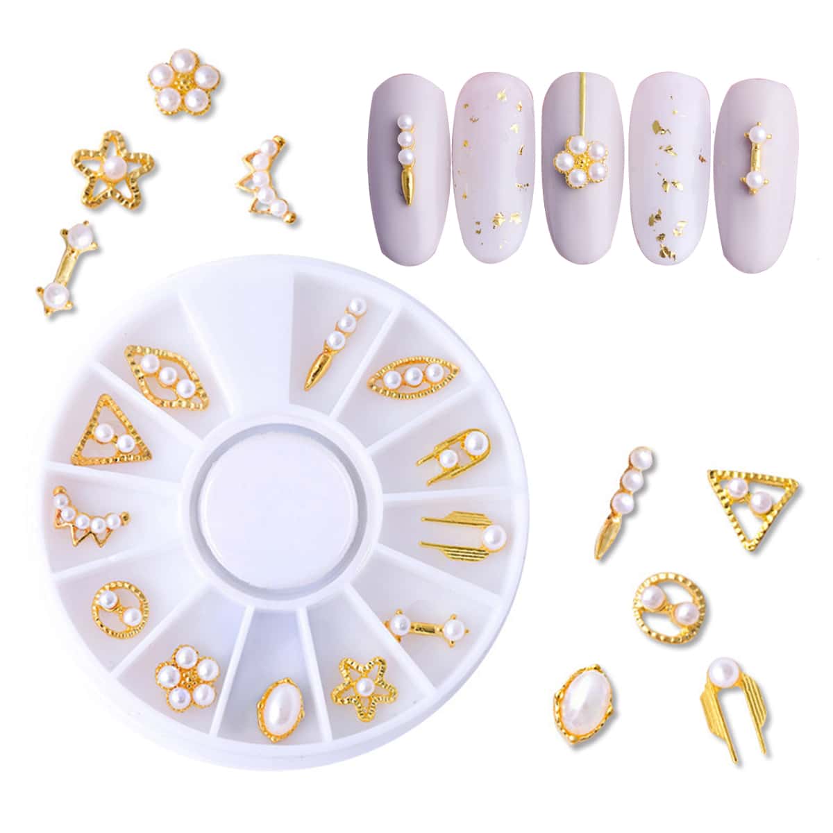 

1box Faux Pearl Nail Art Decorations, Multicolor