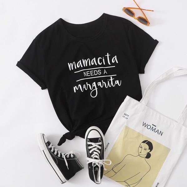 

Plus Slogan Graphic Tee, Black