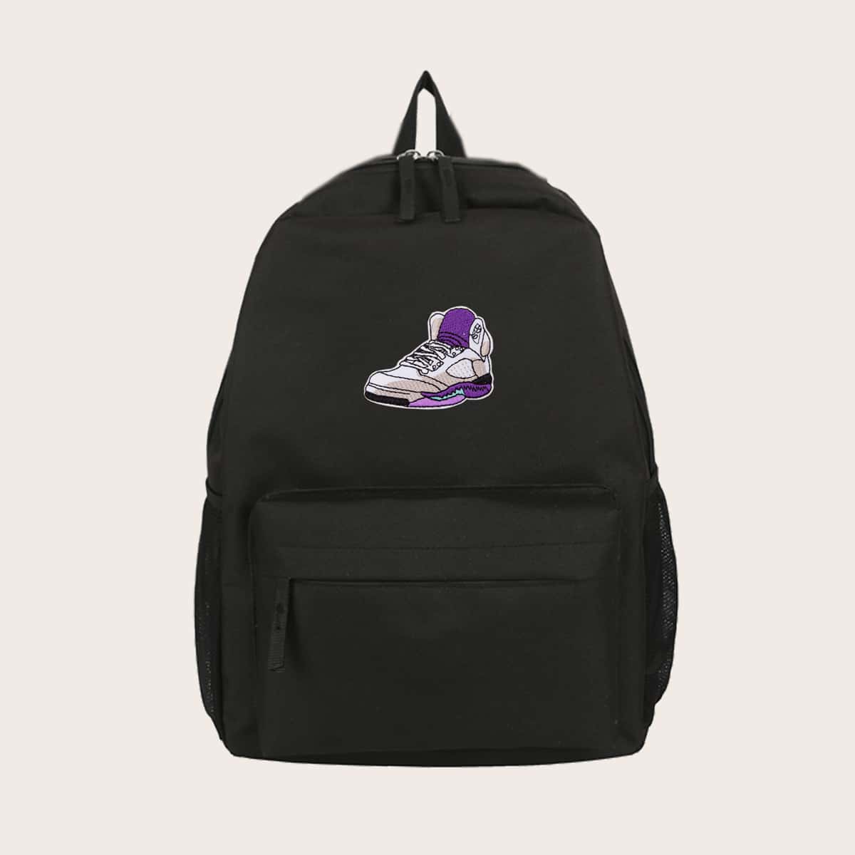 

Guys Shoes Embroidery Backpack, Black