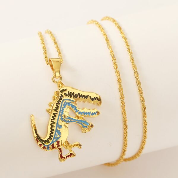 

Dinosaur Charm Necklace, Gold