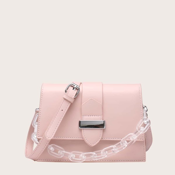 

Minimalist Flap Satchel Bag, Pink