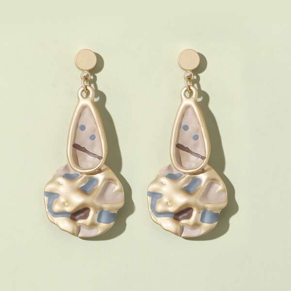 

Structured Color Block Drop Earrings, Multicolor