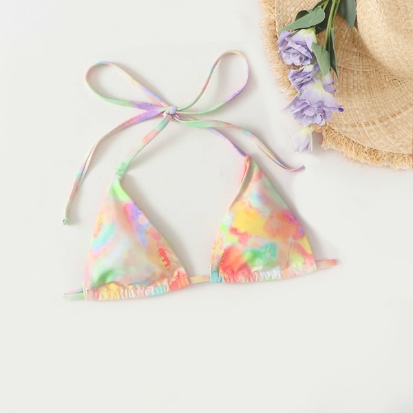 

Tie Dye Triangle Halter Bikini Top, Multicolor