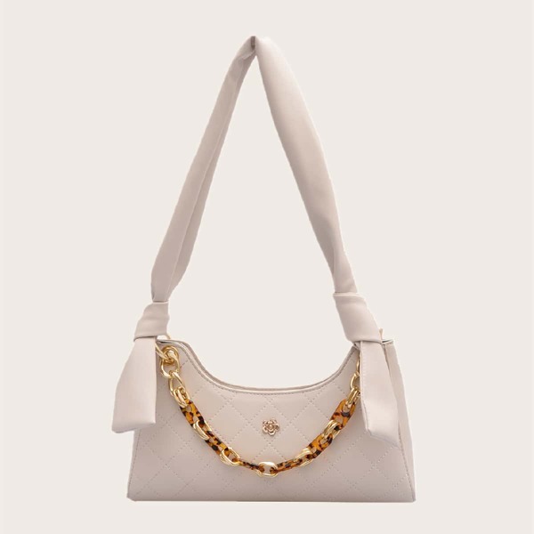 

Quilted Baguette Bag, White