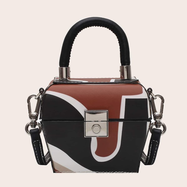 

Mini Colorblock Box Bag With Top Handle, Multicolor