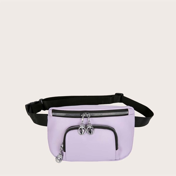 

Girls Double Zip Detail Fanny Pack, Purple