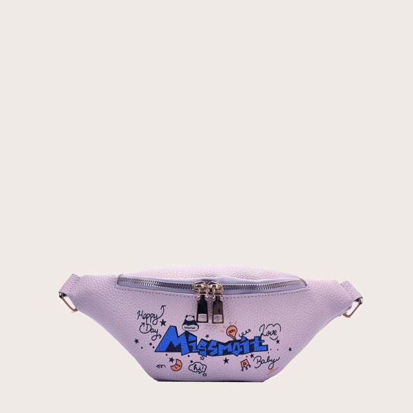 

Graffiti Print Fanny Pack, Purple