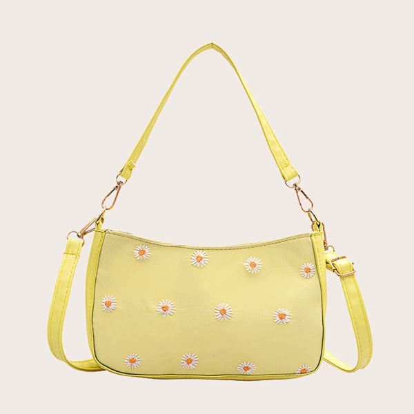 

Girls Floral Graphic Baguette Bag, Yellow