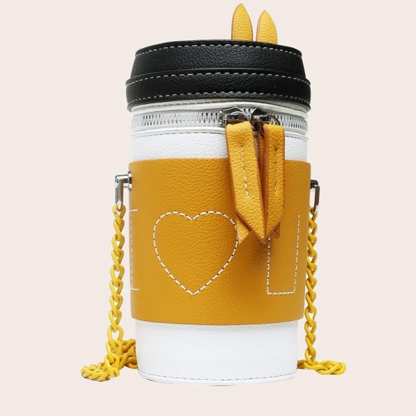 

Colorblock Chain Bucket Bag, Yellow